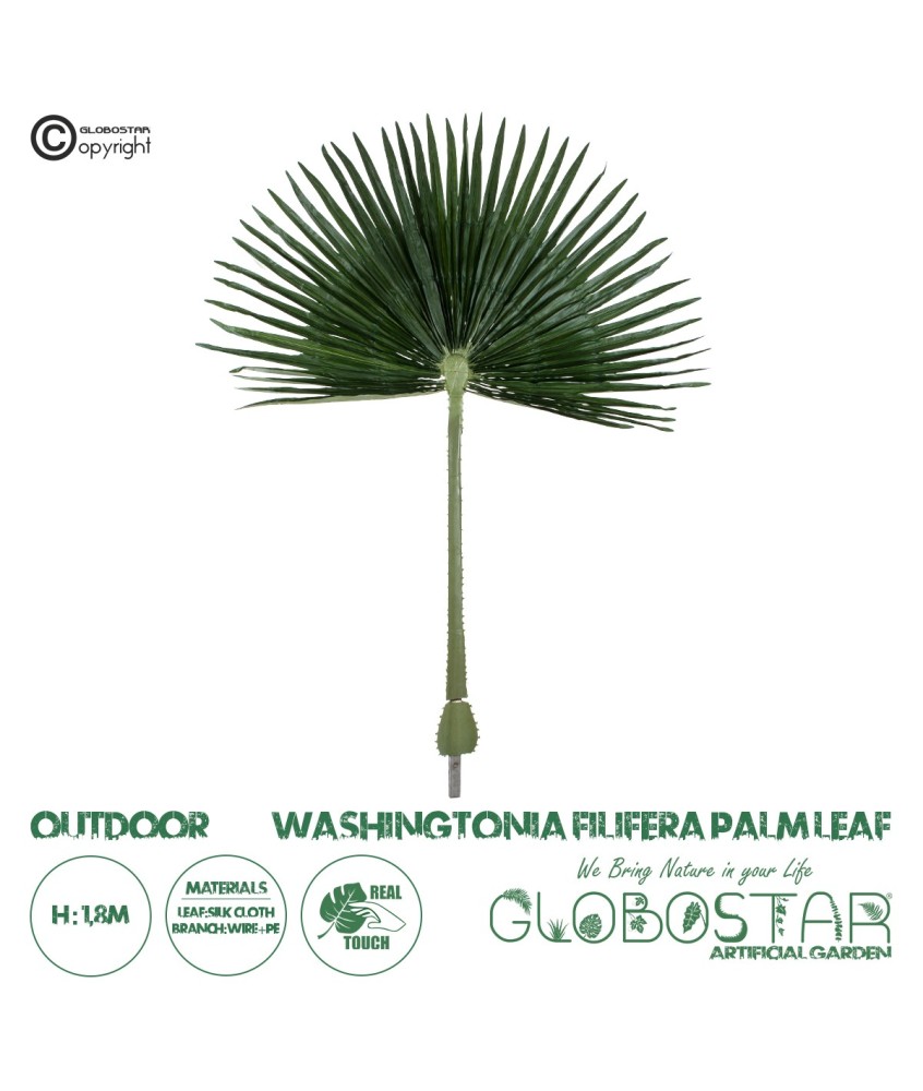 GloboStar® Artificial Garden WASHINGTONIA FILIFERA PALM LEAF 20170 Τεχνητό Διακοσμητικό Φύλο Φοινικόδεντρου Βεντάλια Π135 x Υ180cm